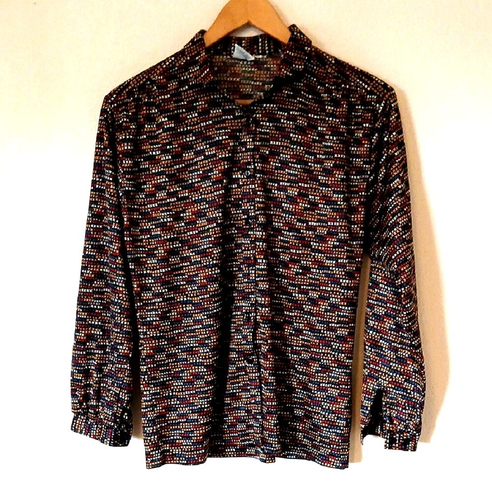 Vintage Queen's Way To Fashion 60s Shirt Multicolored X Print